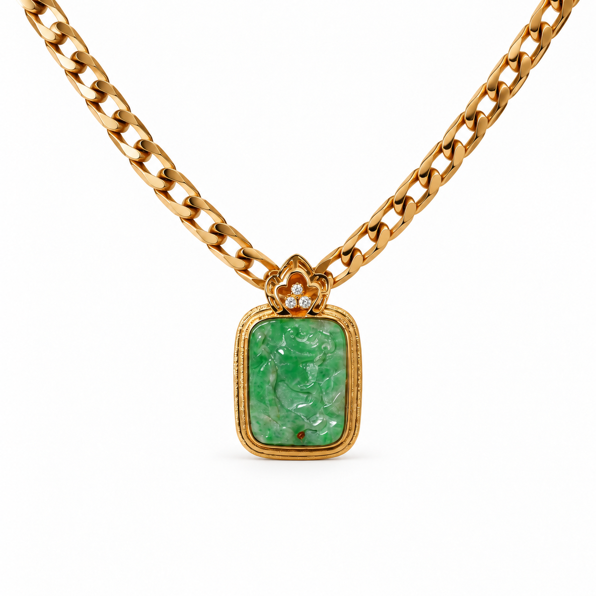 22ct Yellow Gold Jade and Diamond Pendant Enhancer-Pendant Only