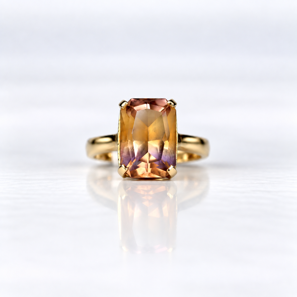 18ct Yellow Gold Elongated Cushion-Cut Ametrine Dress Ring