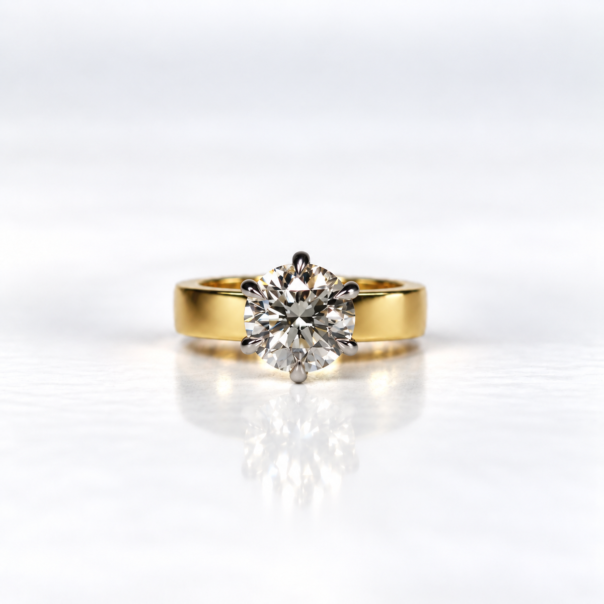 18ct Yellow Gold 2.03ct Round Brilliant Cut Diamond Solitaire Ring – K/FL IGI Certified
