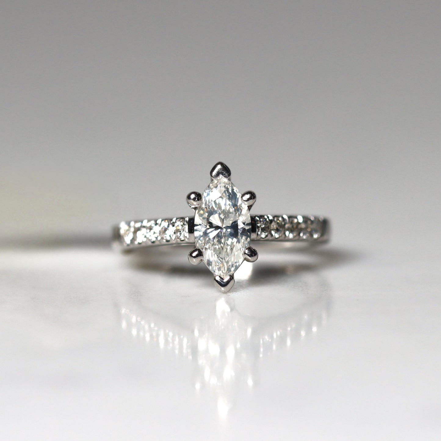 14K White Gold Marquise Diamond Ring