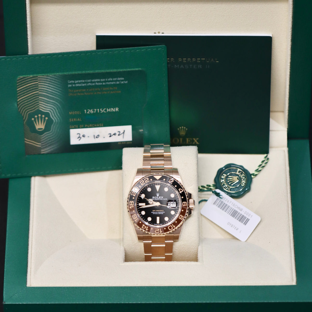 2021 Rolex GMT-MASTER II - 126715CHNR - Rootbeer - Box and Papers