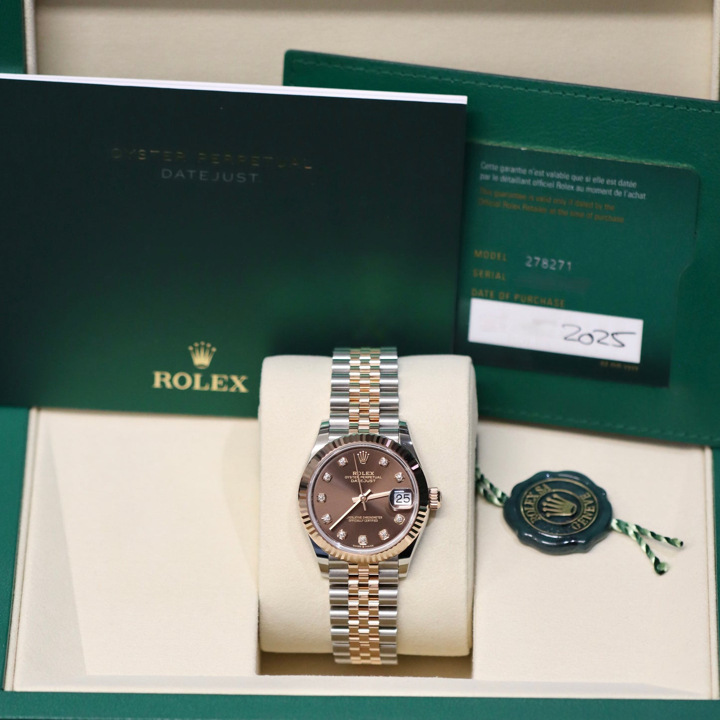 2025 Rolex Datejust - Chocolate w/ Dimond Markers - 31MM