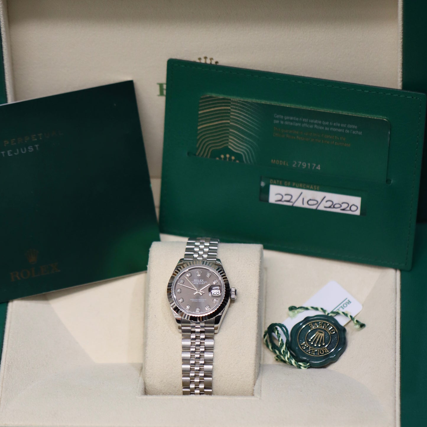 2020 Rolex Datejust 28MM - Dark Grey Diamond Dial - 279174
