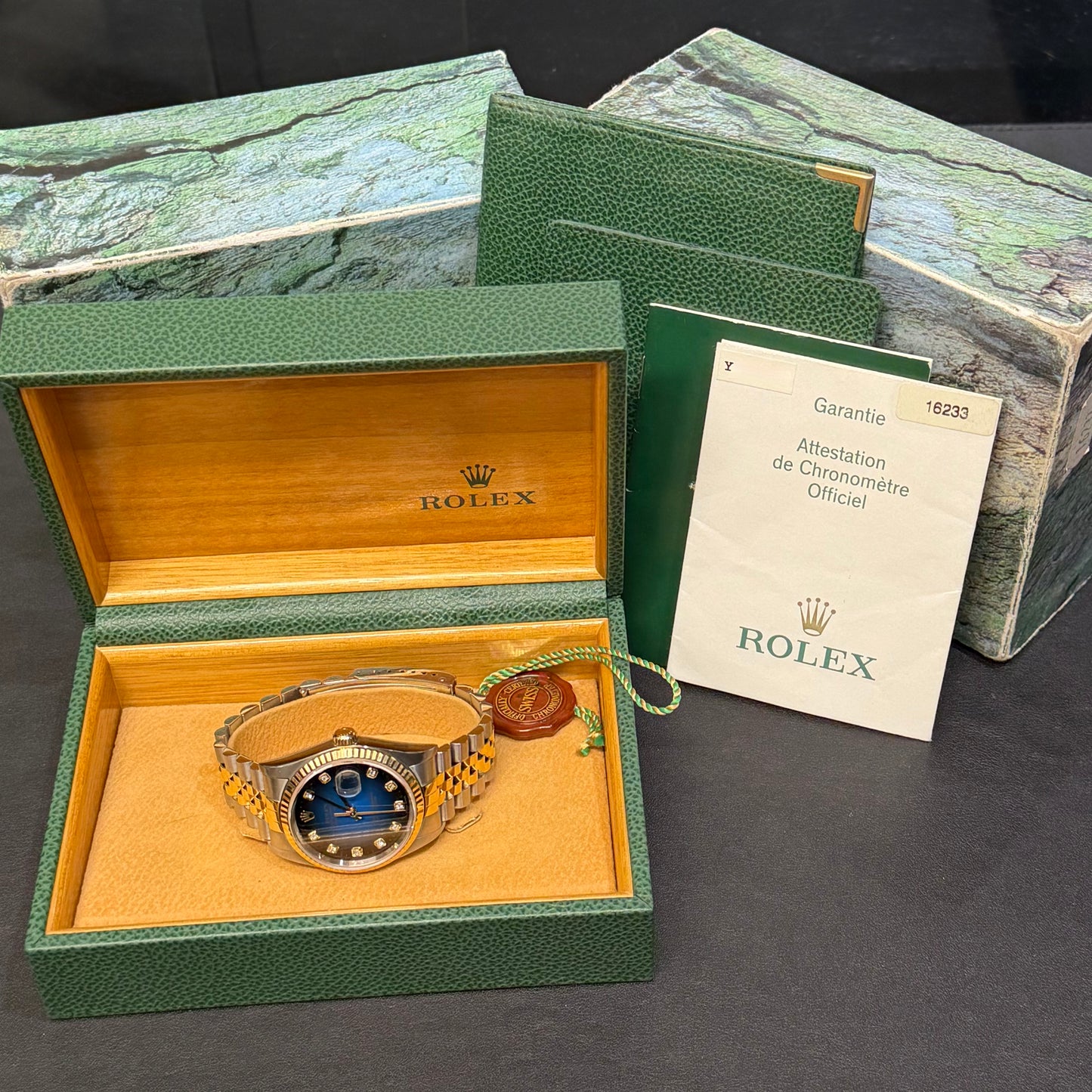 Rolex Datejust 36MM 16233 - Blue Vignette Dial - Box & Papers