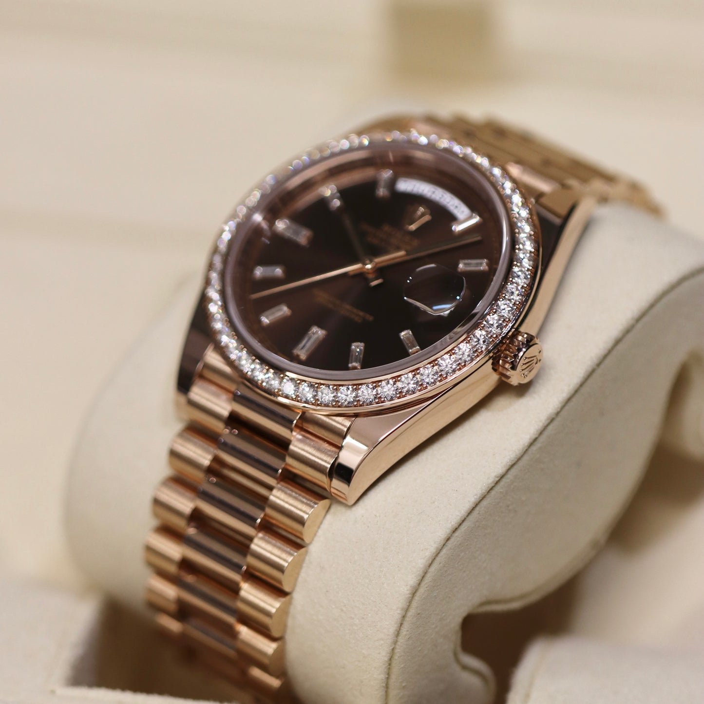 2023 Rolex Day-Date - Factory Diamonds - Chocolate Dial - 40MM - 228345RBR