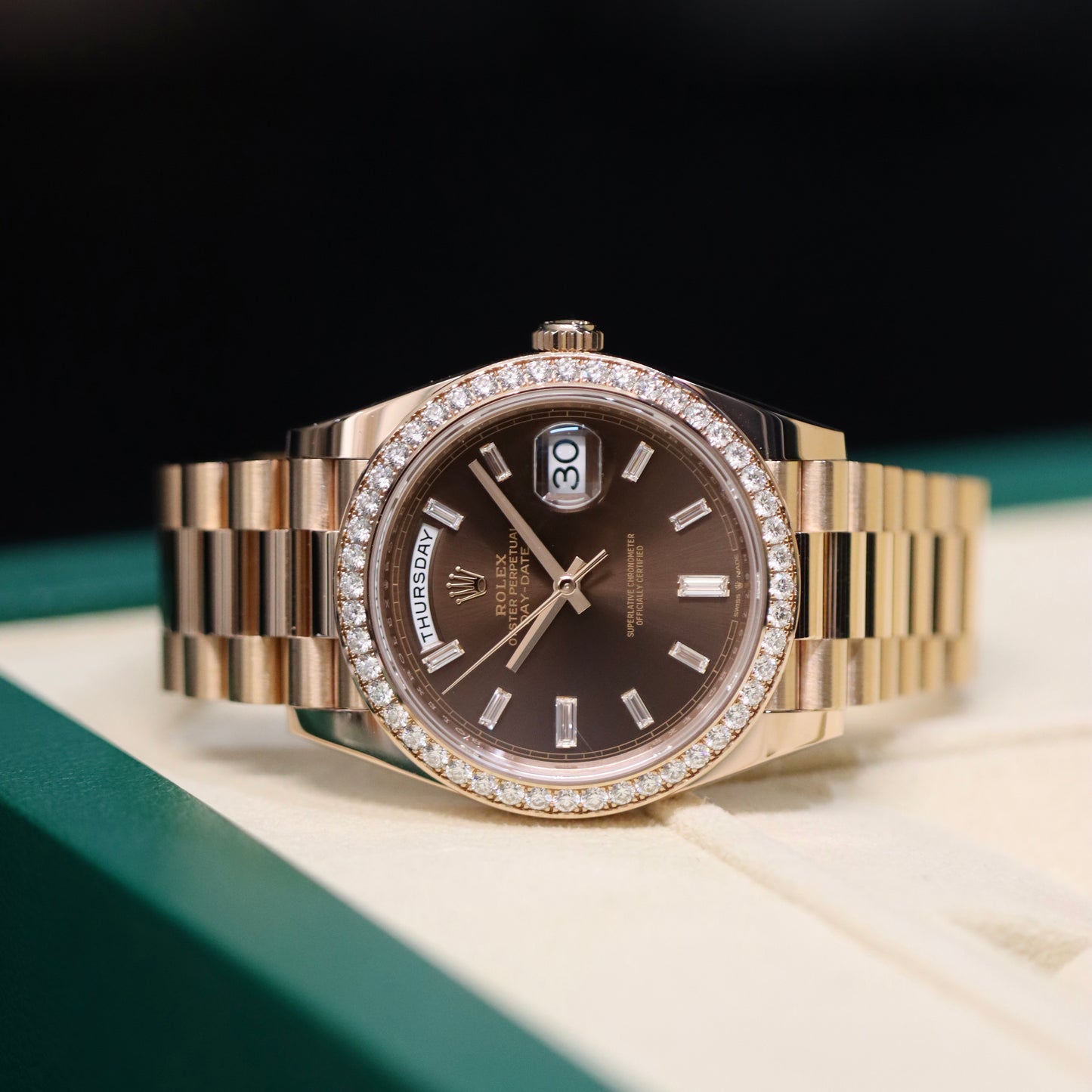 2023 Rolex Day-Date - Factory Diamonds - Chocolate Dial - 40MM - 228345RBR