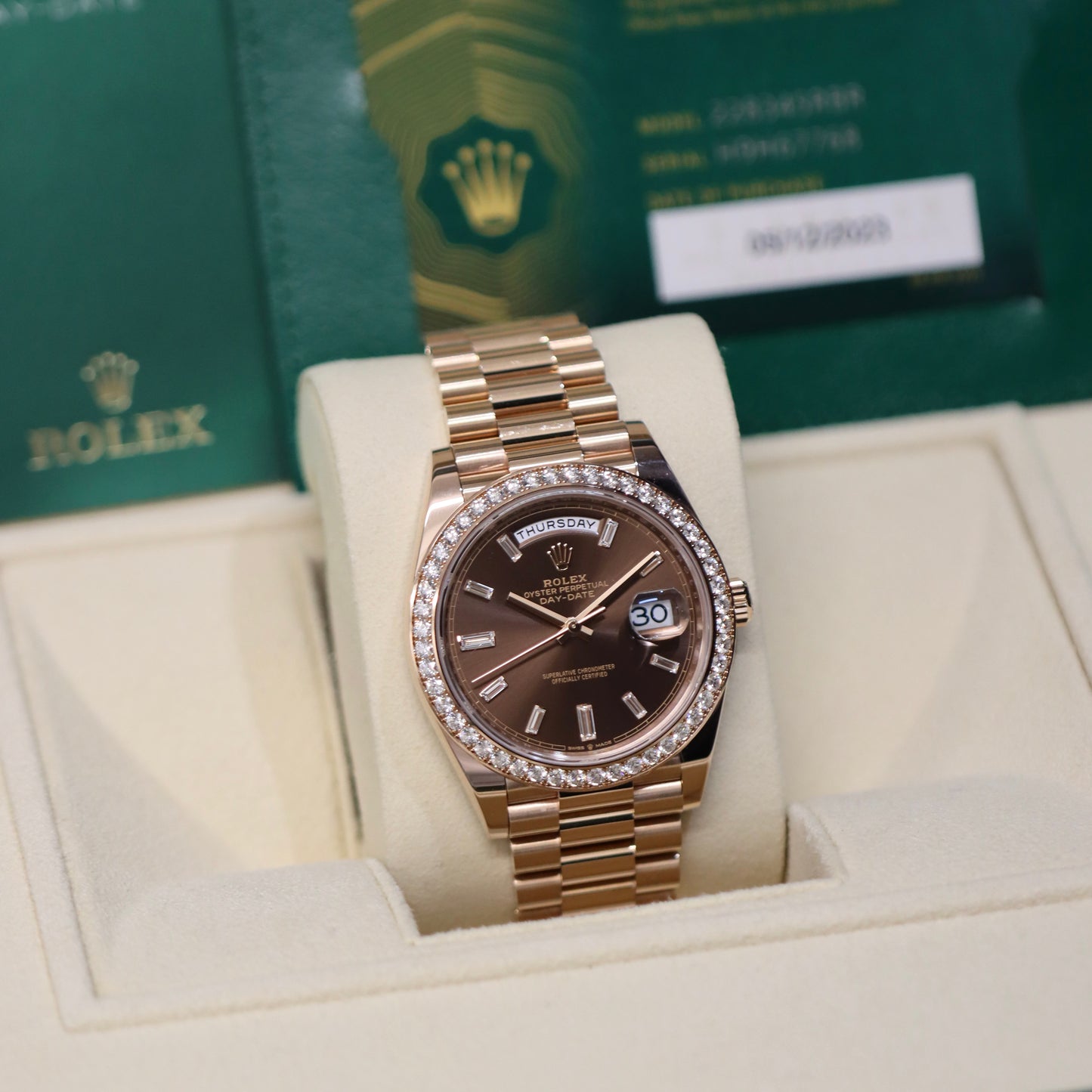 2023 Rolex Day-Date - Factory Diamonds - Chocolate Dial - 40MM - 228345RBR