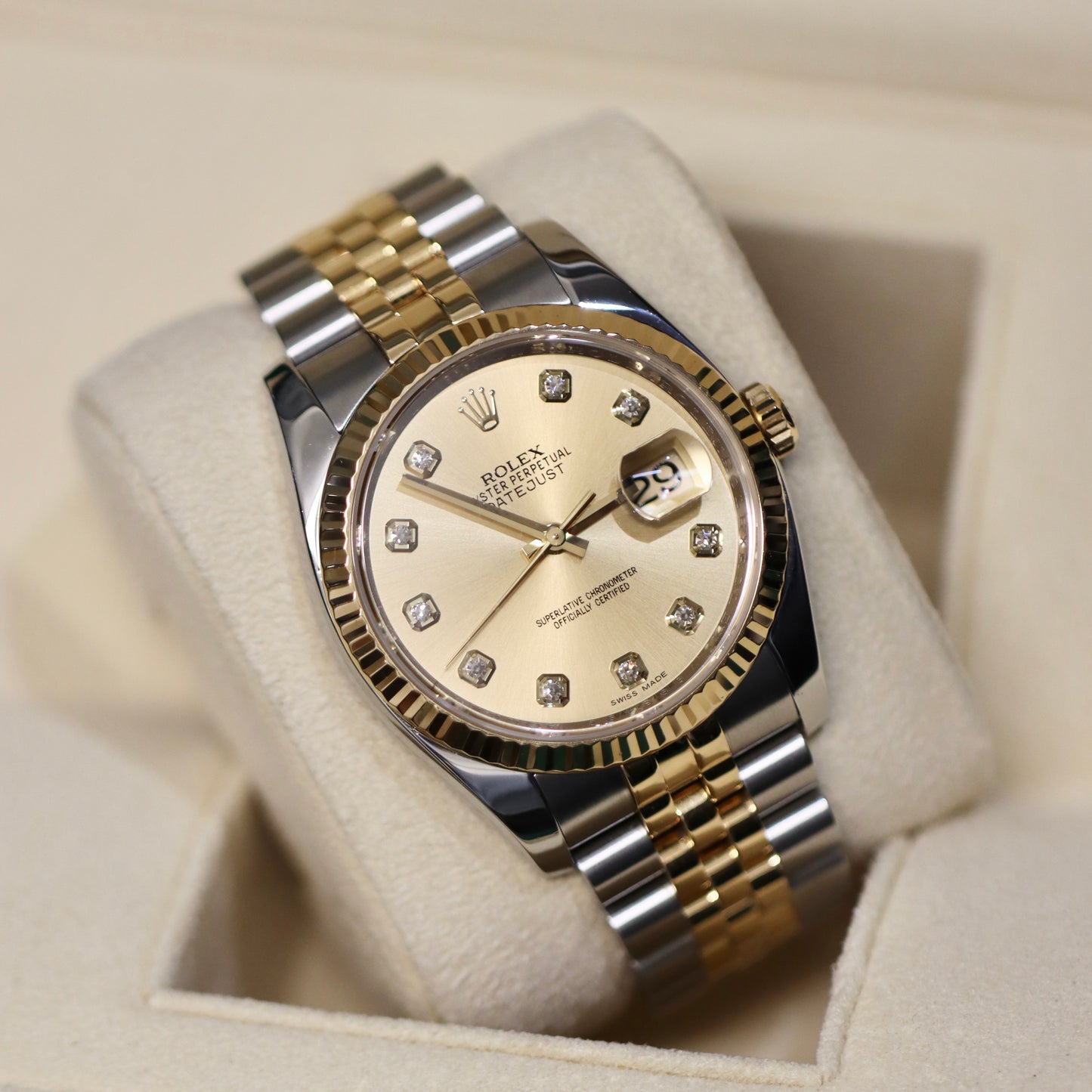 2016 Rolex Datejust 36MM - 116233 - Champagne Diamond Dial - B&P
