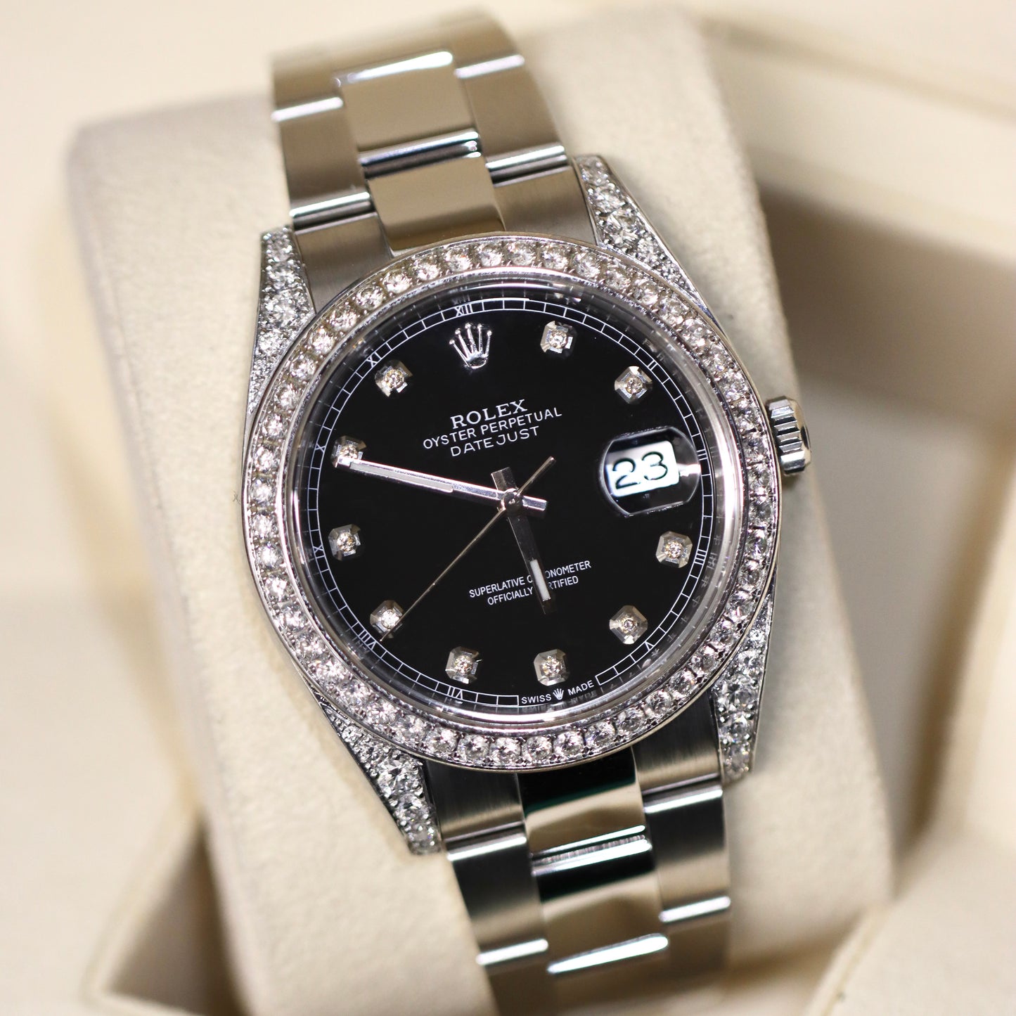 2022 Rolex Datejust 41MM - Custom Diamond F VS - Box and Papers