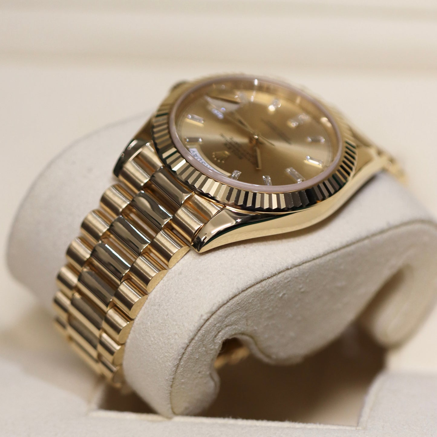 Rolex Day-Date 40MM - Champagne Baguette Diamonds - 228238