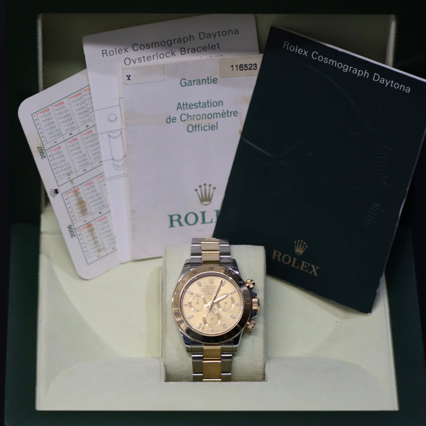 2008 Rolex Daytona - 40MM - 116523 - Champagne - Box & Papers