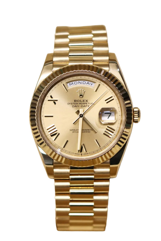 2022 Rolex Day-Date 40MM - 228238 - Champagne Roman - Box & Papers