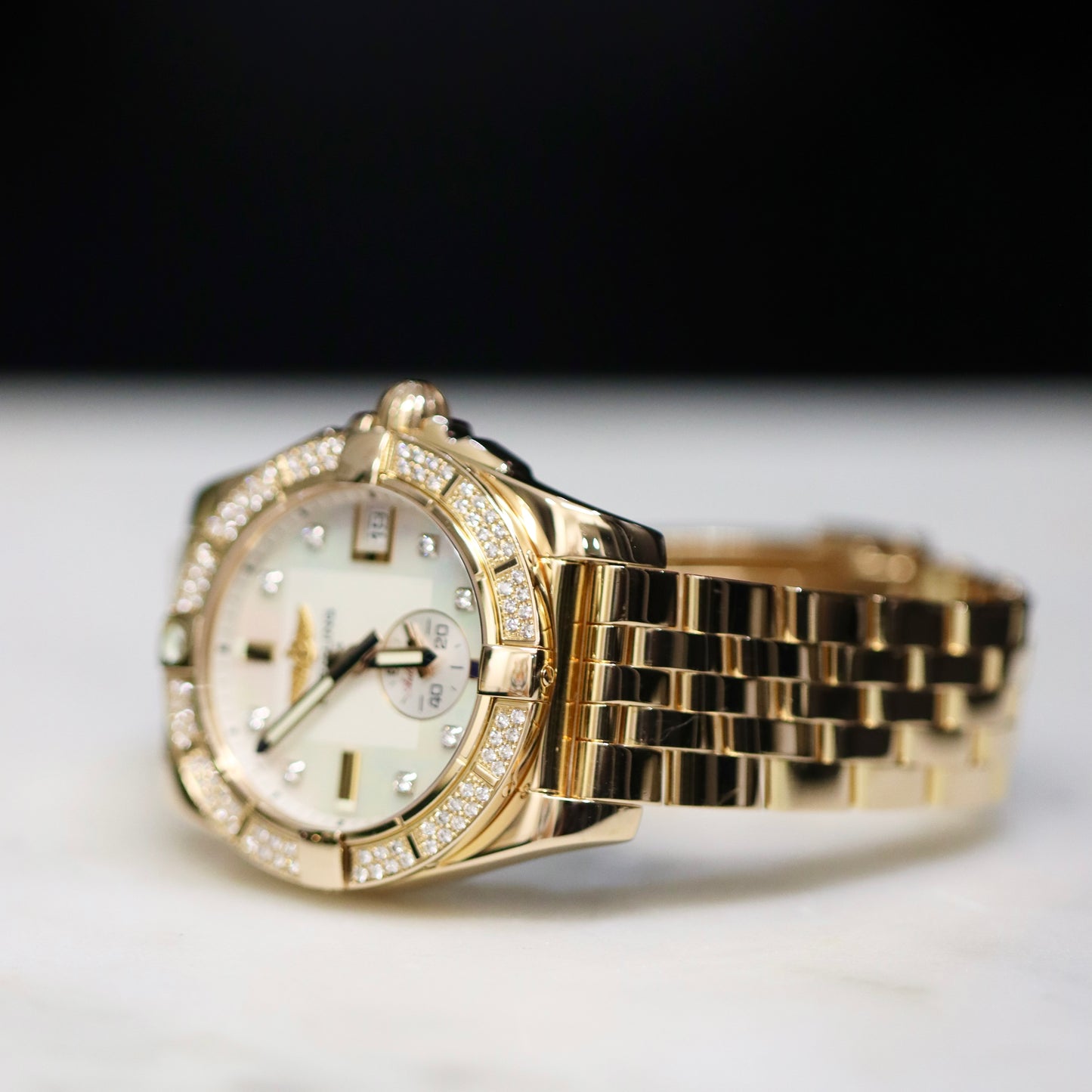 18K Yellow Gold Breitling Galactic 36MM - REF: H3733053 - MOP - Factory Diamonds