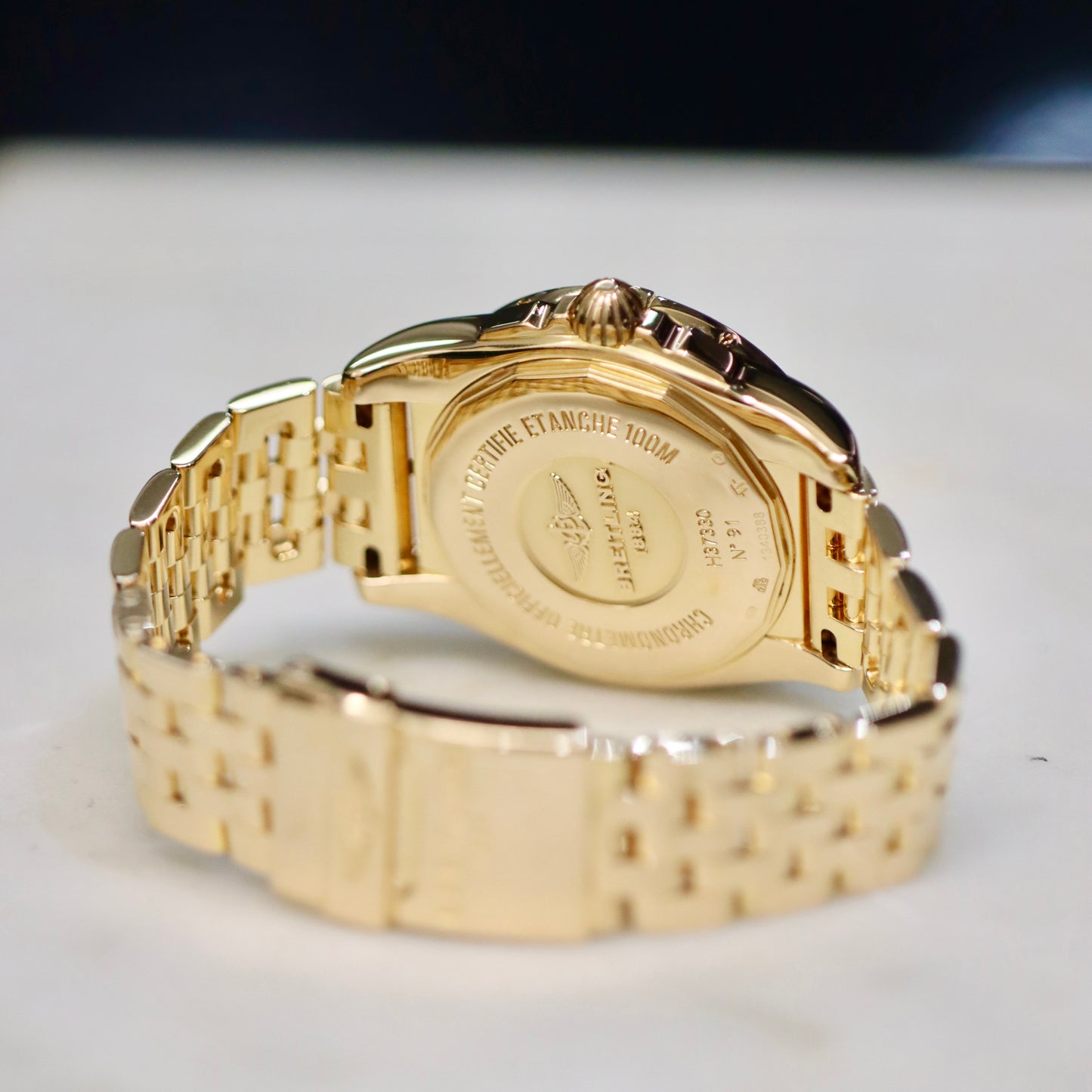 18K Yellow Gold Breitling Galactic 36MM - REF: H3733053 - MOP - Factory Diamonds