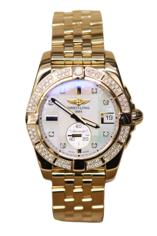18K Yellow Gold Breitling Galactic 36MM - REF: H3733053 - MOP - Factory Diamonds