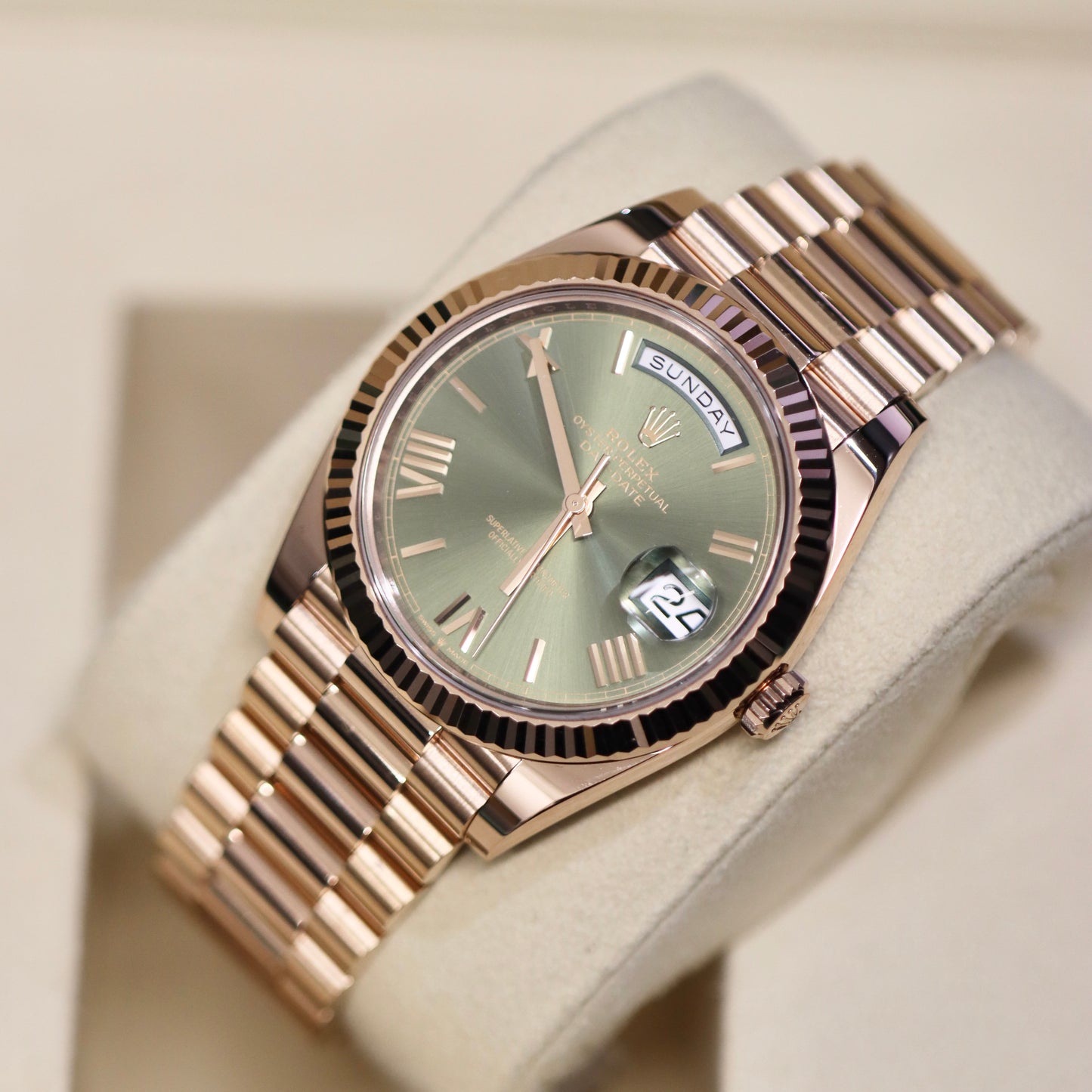 2025 Rolex Day-Date 40MM - Olive - Rose Gold - 228235