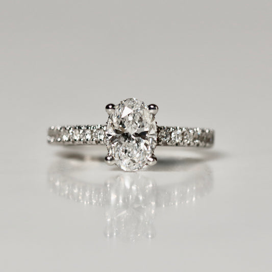 18K White Gold Oval Diamond Ring – 1.26ct