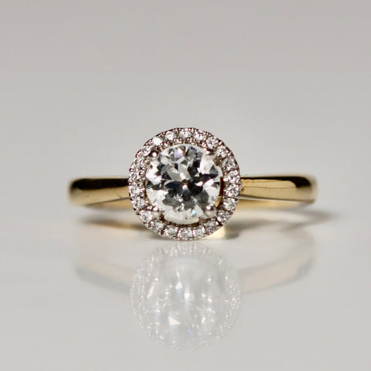 18ct Yellow Gold European Cut Diamond Ring