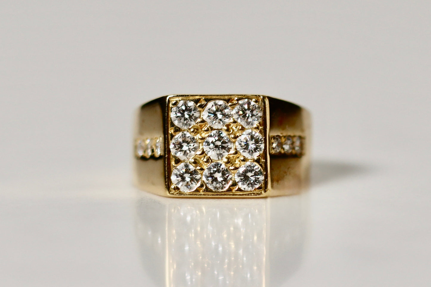 18K Yellow Gold Diamond Set Signet Ring
