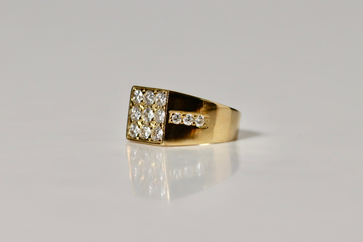 18K Yellow Gold Diamond Set Signet Ring