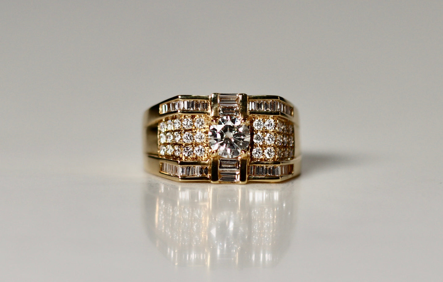 18K Yellow Gold Baguette Diamond Ring