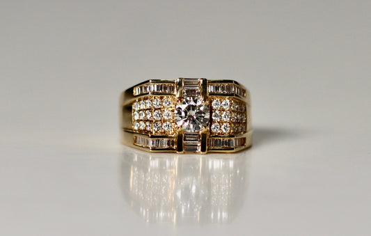 18K Yellow Gold Baguette Diamond Ring