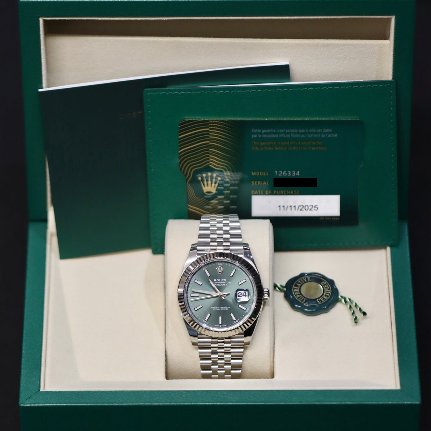 2025 Rolex Datejust 41MM - Mint Green - Fluted Jubilee