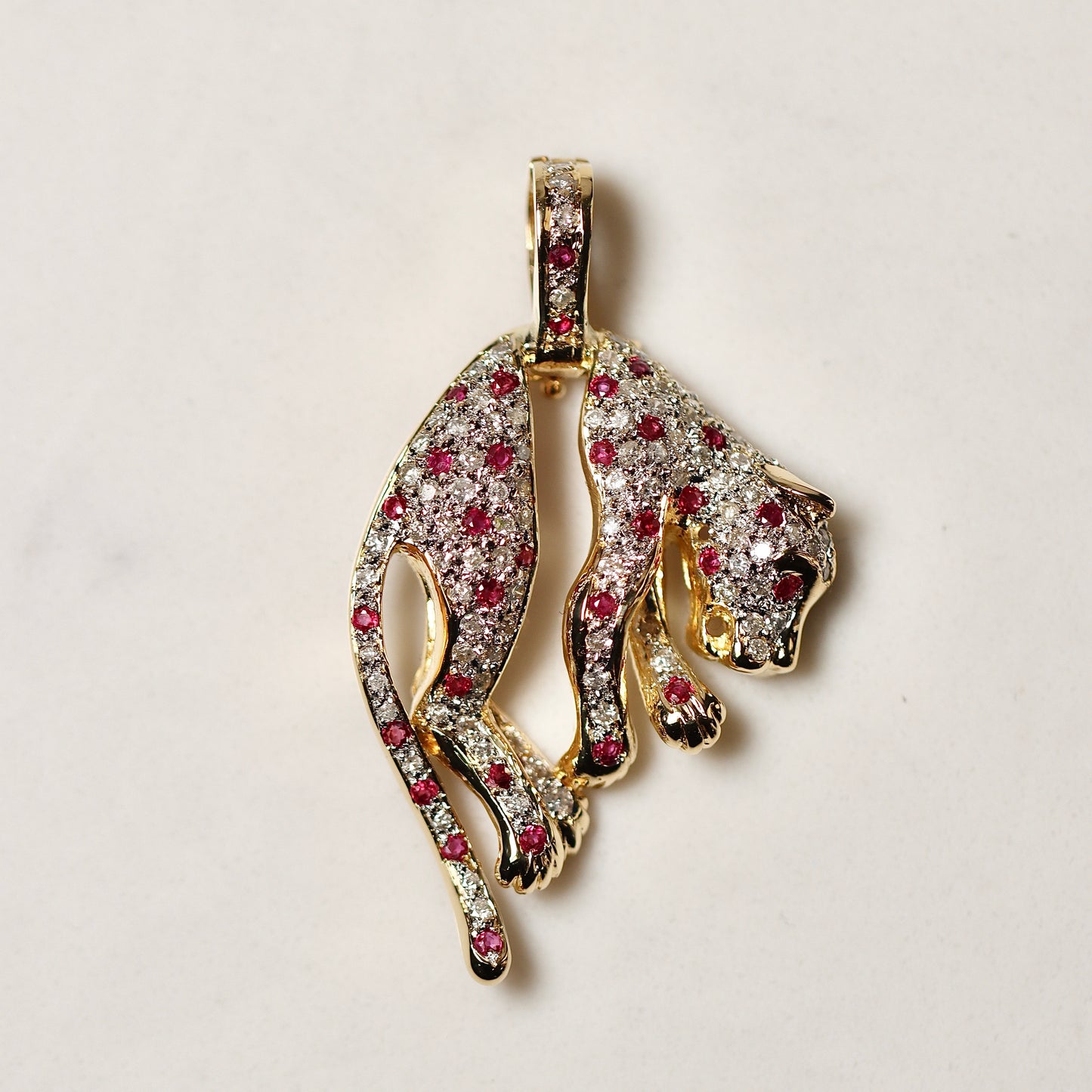 18K Yellow Gold Pendant - Rubies & Diamonds