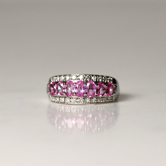 9ct White Gold Pink Sapphire Dress Ring