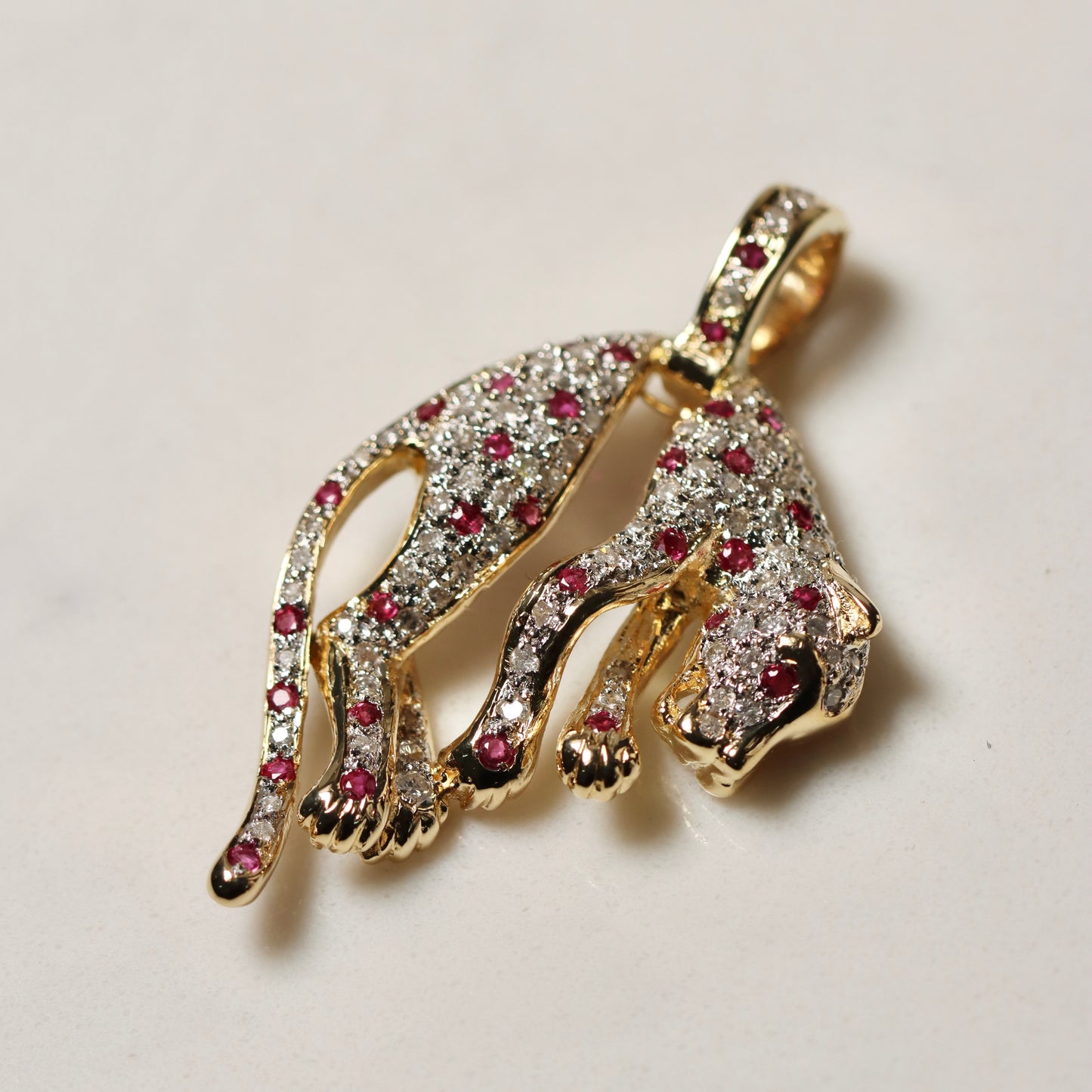 18K Yellow Gold Pendant - Rubies & Diamonds