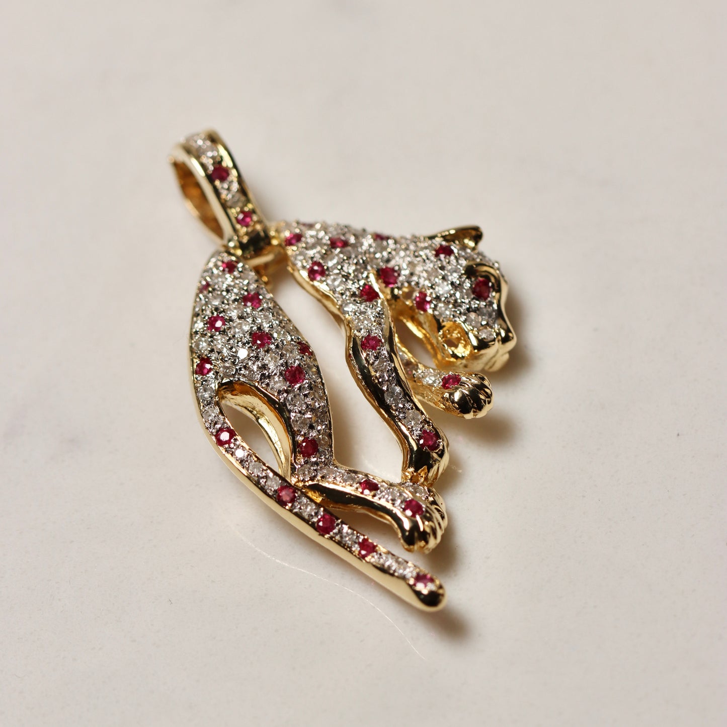 18K Yellow Gold Pendant - Rubies & Diamonds