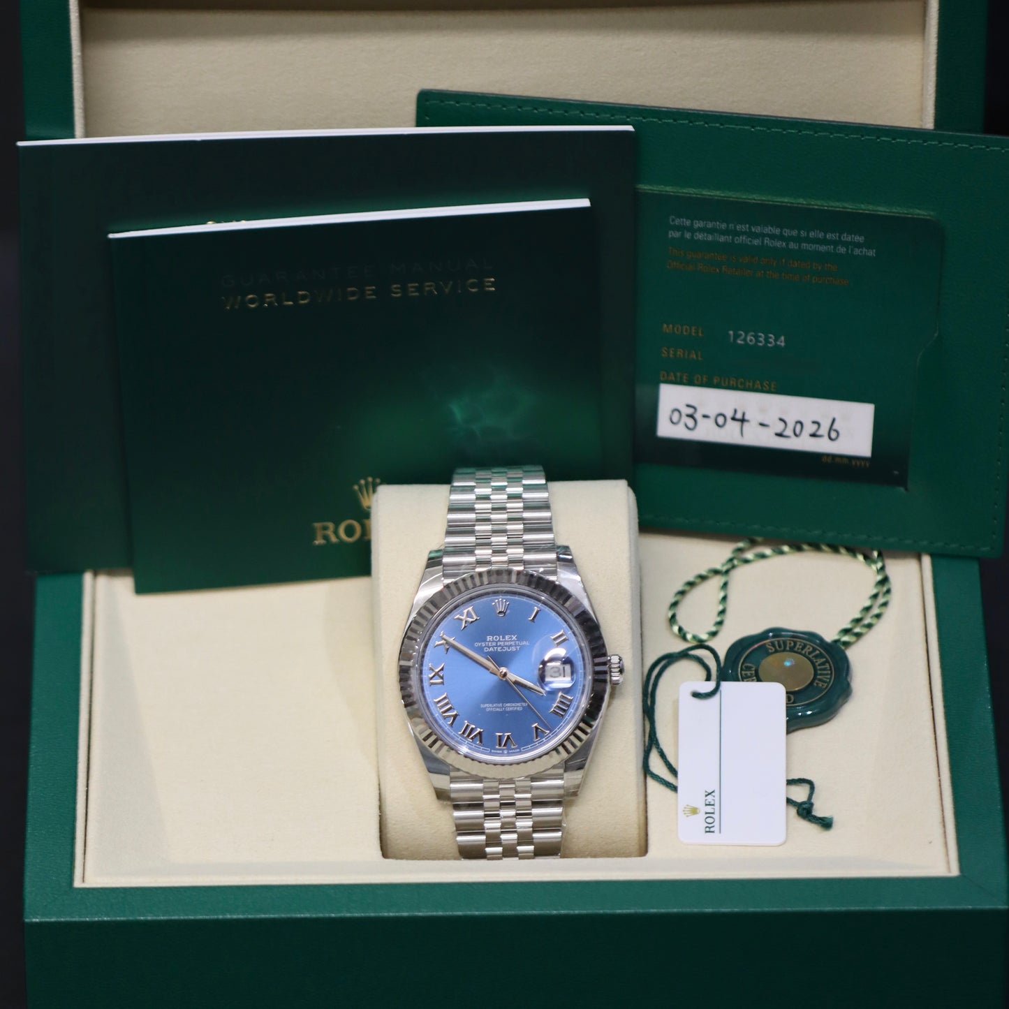 2026 Rolex Datejust 41MM - Azzuro Blue - Jubilee - Stickered - B&P
