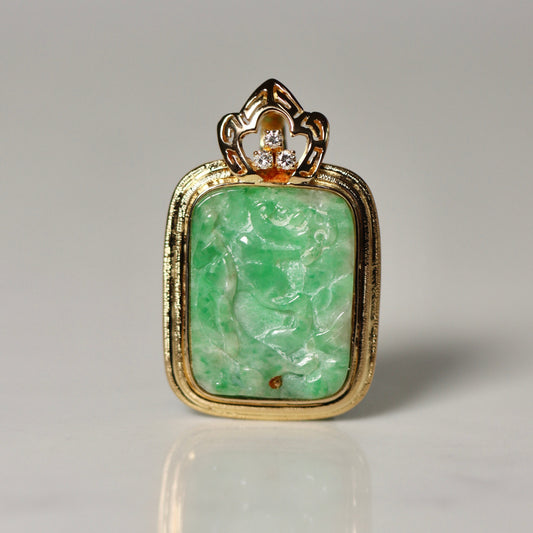 22K Yellow Gold Jadeite Pendant