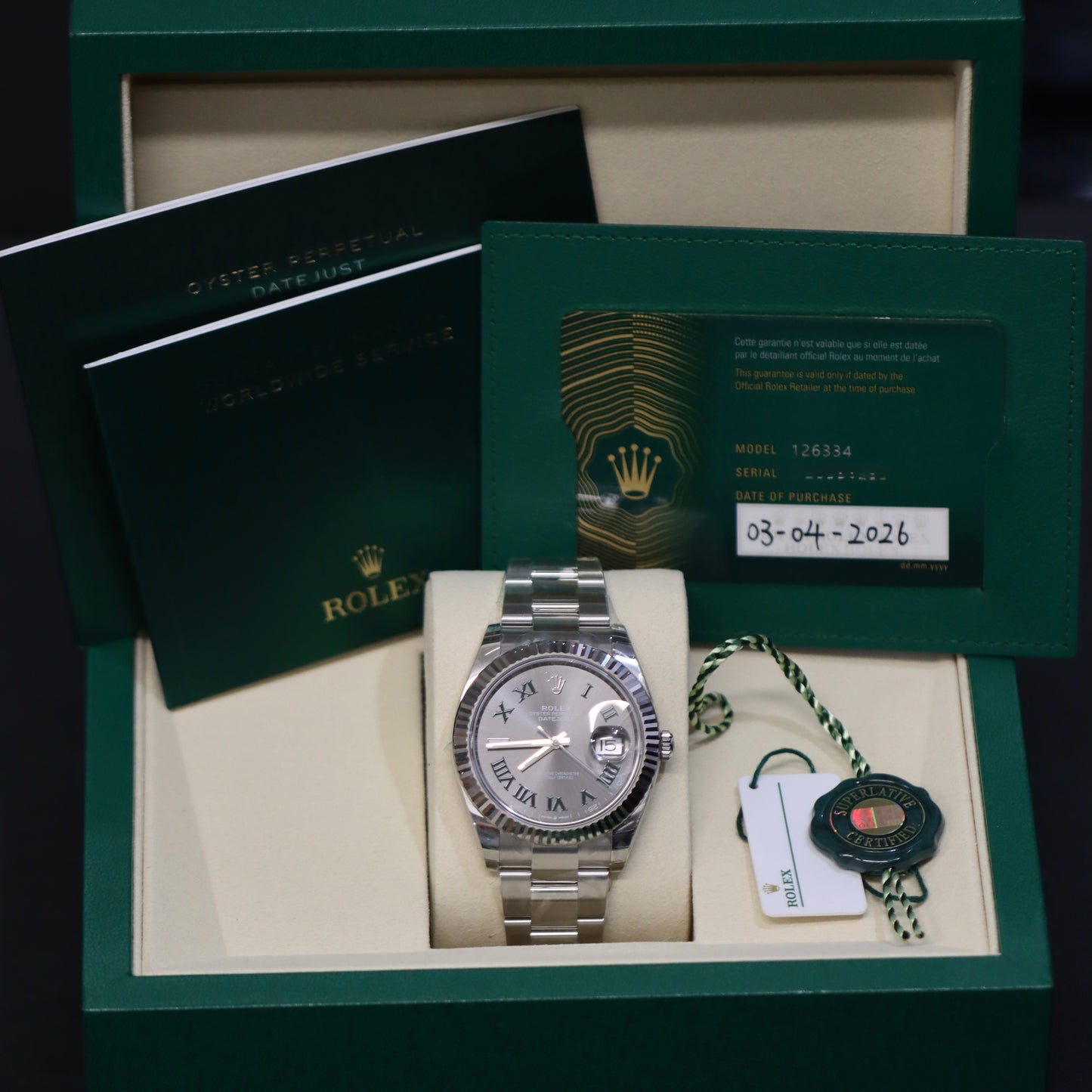 2026 Rolex Datejust 41MM - 126334 - Wimbeldon Dial - B&P