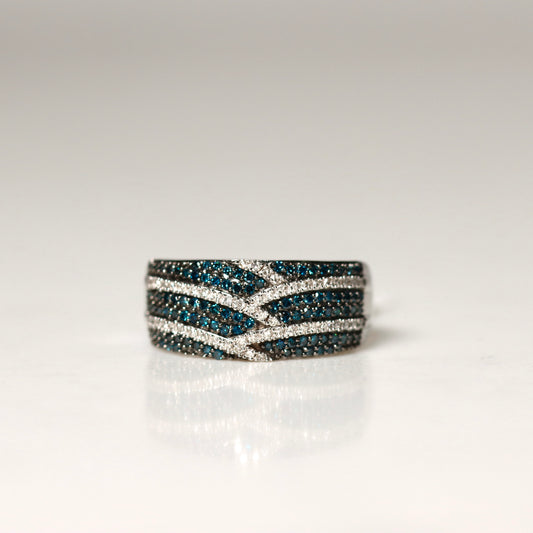 9ct White Gold Sapphire & Diamond Dress Ring