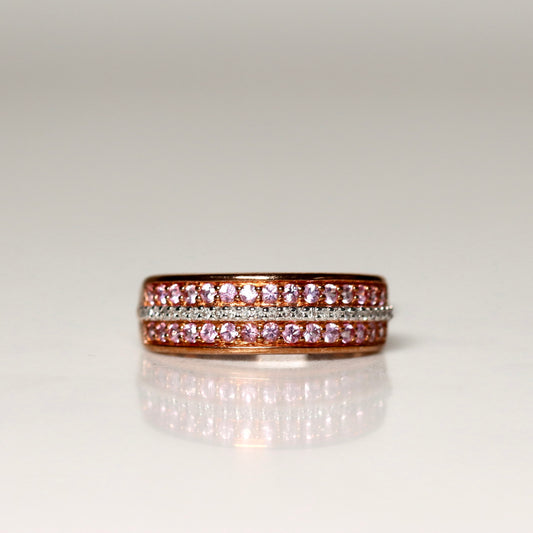 9ct Rose Gold Pink Sapphire & Diamon  Ring