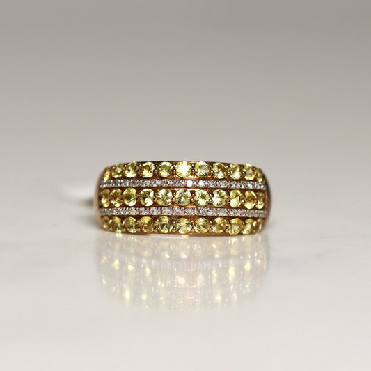 9ct Yellow Gold Yellow Sapphire & Diamond Ring
