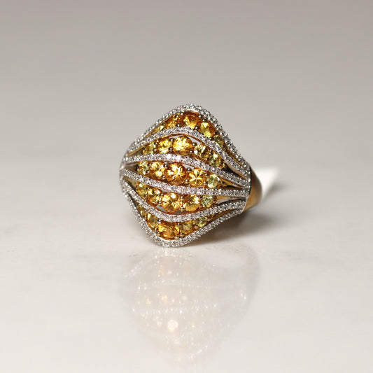 9ct Yellow Gold Sapphire & Diamond Ring