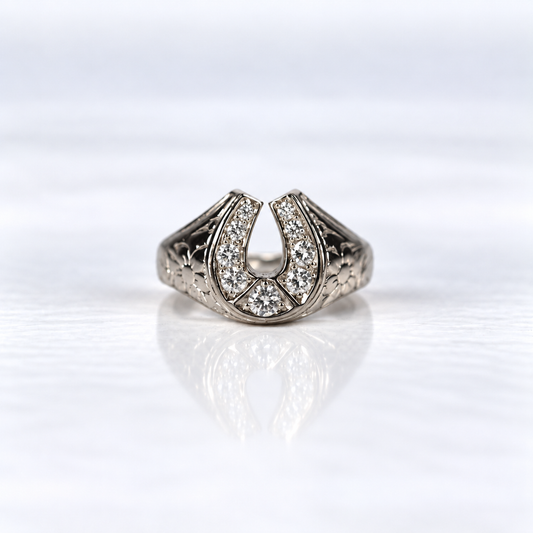 Platinum and White Gold Men’s Diamond Horseshoe Ring