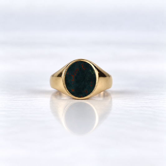 Vintage 1963 9ct Yellow Gold Men’s Bloodstone Signet Ring