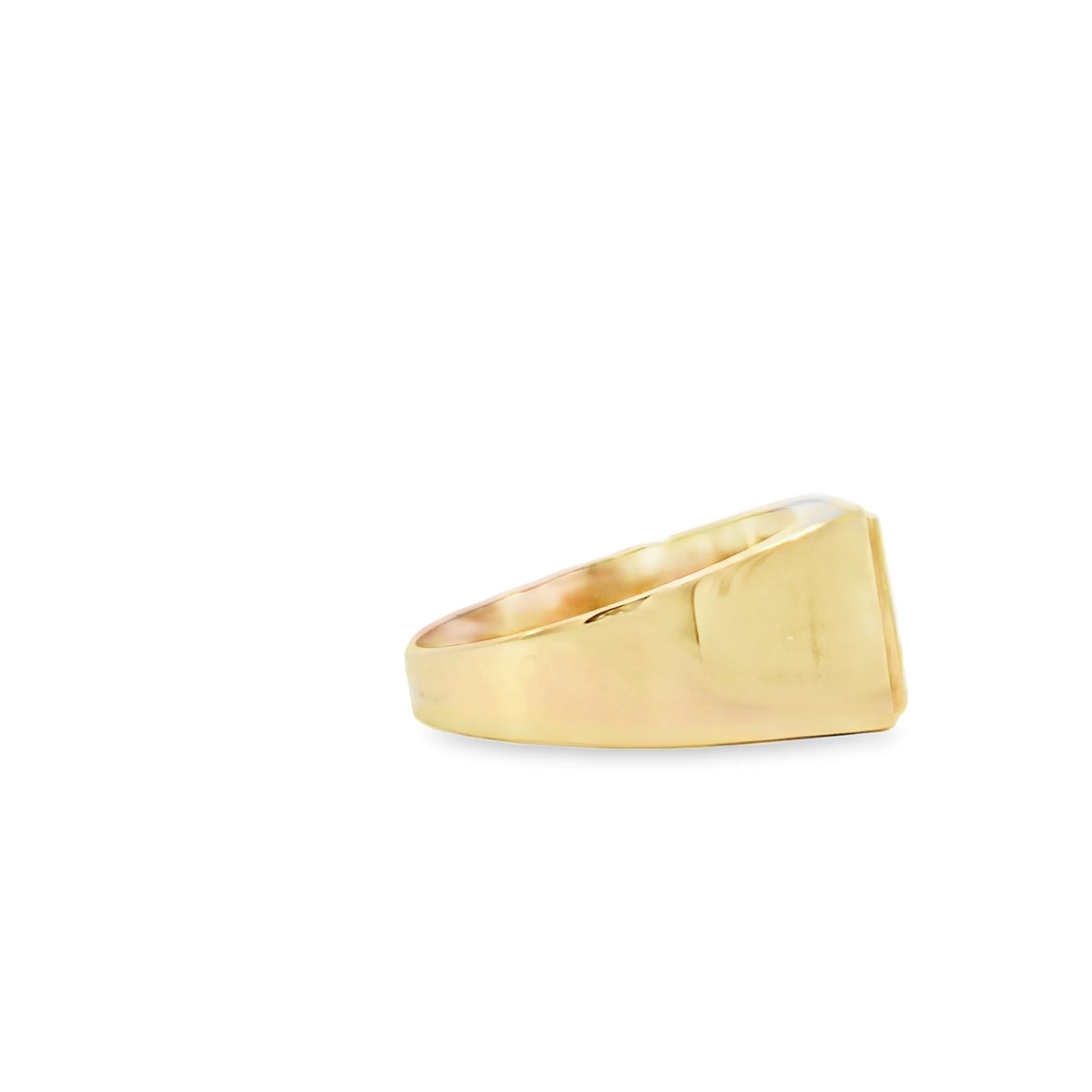 18K Yellow Gold Mens Diamond Square Signet Ring