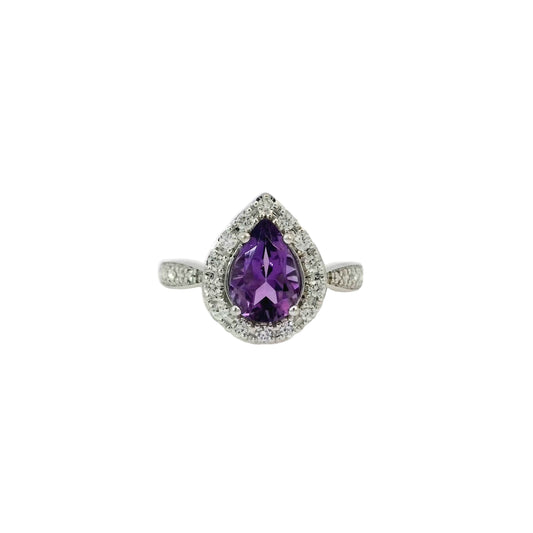 9K White Gold Amethyst Ring