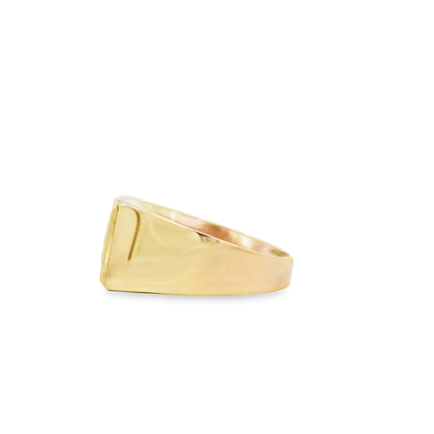 18K Yellow Gold Mens Diamond Square Signet Ring